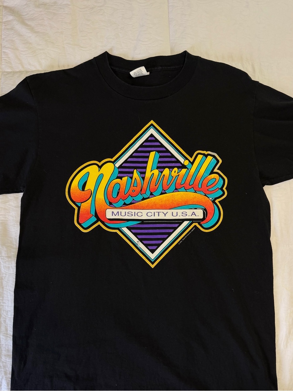 Vintage 1991 Nashville Music City USA T Shirt L Made In USA Single Stitch 90s